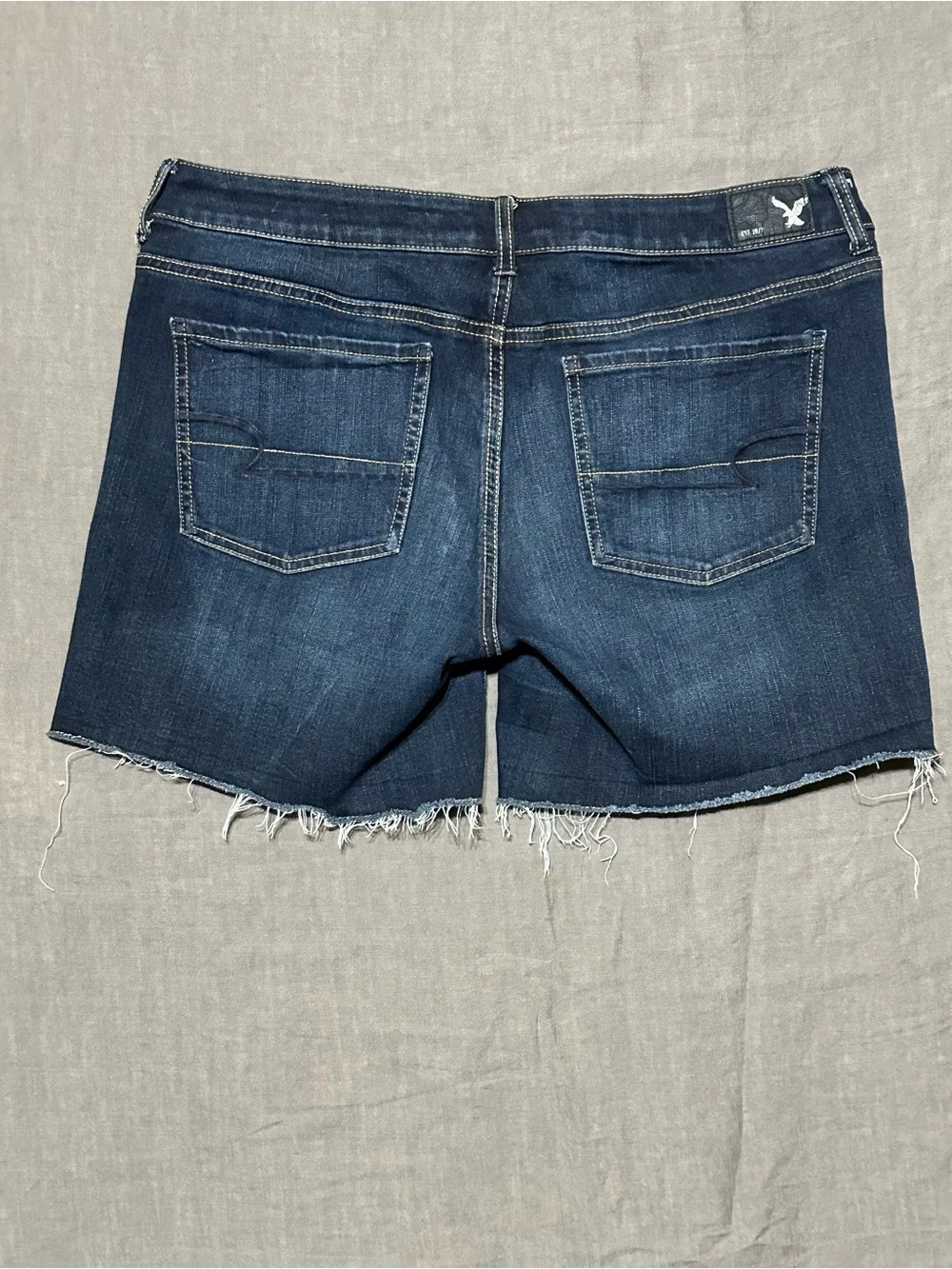American Eagle Outfitters Dark Blue Frayed Denim Cutoff Shorts